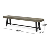 Outdoor Acacia Wood Patio Bench,Grey/Rustic Metal