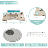 63"×30" Dual Motor Curve Design Height Adjustable Electric Standing Desk Height Stand Up Computer Desk,Sit and Stand Home Office Desk with Splice Board (white&oak desktop+dual motor white frame)