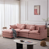 105" Modular Sectional Couch,Upholstered Soft Chenille Fabric Sofa,3 Seater with Ottoman L Shape Sofa Beige
