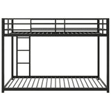 Twin over Twin Metal Bunk Bed, Low Bunk Bed with Ladder, Black(OLD SKU:WF282465AAB)