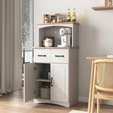 Wooden Kitchen Cabinet White Pantry Storage Microwave Cabinet with Storage Drawer