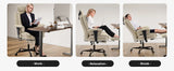 Office Chair Ergonomic 200 kg PU Leather Computer Chair with Lumbar Support and High Backrest, Ergonomic Desk Chair with Liftable Headrest, Beige