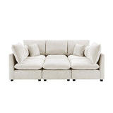 Modern Sectional Sofa Modular Sofa 93.7" U-shaped Sofa Couch Sofa Bed L-shaped Sofa with a Movable Ottoman, Storage Armrests and USB Ports, Beige