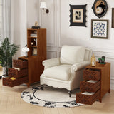 End Table with 3 Drawers, Corner Table with 2 Open Shelves, Tall Side Table for Bedroom and Corner, Walnut,Expect Arrival Date (2025/5/27)