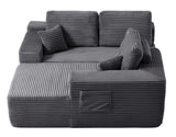 104" Cloud Sectional Sofa with L-Shape Chaise and Side Pockets , Modern Modular Design, Deep Seating, Upholstered Couch for Living Room/Bedroom, No Assembly Required (Plush Fabric), Grey,Right