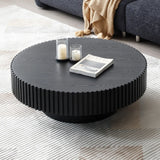 31.49'' Nesting Round Wood Coffee table for Apartment, Modern Living Room Coffee Table with Sturdy Pedestal ,BLACK (Same Sku:W876P243950)