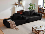 104" Cloud Sectional Sofa with L-Shape Chaise and Side Pockets , Modern Modular Design, Deep Seating, Upholstered Couch for Living Room/Bedroom, No Assembly Required (Plush Fabric), Black, Left-facing