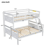 Twin over Full Bunk Bed with ladder, Safety Guardrail, Perfect for Bedroom, White
