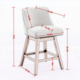 Counter Height Swivel Barstools, 26'' H Seat Height Upholstered Bar Stools Set of 2, Fabric in Ivory