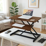 32 Inch Desk Converter, Height Adjustable Sit to Stand Riser, Dual Monitor and Laptop Workstation with Wide Keyboard Tray, Standing Computer Desk, WHITE