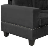 105" Modern Sectional Sofa with Storage Ottoman, L-Shape Couch with 2 Pillows and Cup Holders,Sectional Sofa with Reversible Chaise for Living Room, Black