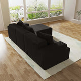 Compression Sectional Couch with Comfy Chaise, Boneless L Shape Sofa with Deep Seat, Minimalist Modular Couches Sleeper for Living Room Bedroom Apartment Lounge,corduroy,Black (102.4x66.9x24.8inch)