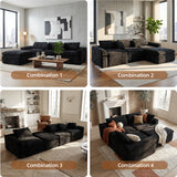 108-inch high-resilience boneless sponge sofa with 30 density, double-layer cloud-like cushions, multiple combination options, no installation required / Black