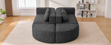 Boneless Couch Modular Sectional Sofa 114.9" Free-combined Sofa Couch Sofa Bed Compression Sofa with Deep Seating and Curved Design for Living Room, Black