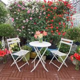3 Piece Patio Bistro Set of Foldable Round Table and Chairs, White