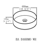 Ceramic Round Above Counter White Bathroom Sink Art Basin(BAB400MOWH)