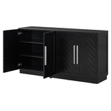 TREXM Sideboard Buffet Cabinet with Storage, Buffet Cabinet with Adjustable Shelves and Silver Handles Sideboard Cabinet for Kitchen, Dining Room, Living Room, Black
