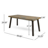 Della Outdoor Acacia Wood Dining Table with Metal Legs, Grey Finish / Rustic Metal