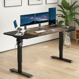 63"×30" Height Adjustable Electric Standing Desk Height Stand Up Computer Desk,Sit and Stand Home Office Desk with Splice Board (black& brown desktop+single motor black frame)