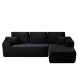 104" Cloud Sectional Sofa with L-Shape Chaise and Side Pockets , Modern Modular Design, Deep Seating, Upholstered Couch for Living Room/Bedroom, No Assembly Required (Plush Fabric), Black,Right