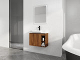 28'' Wall-Mounted Bathroom Vanity with White Ceramic Sink & Soft-Close Door, KD-Packing
