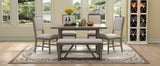 TREXM 6-Piece Retro Dining Table Set for 6, 60" Wood Kitchen Table and Chairs Set of 4 with Bench Designed Trestle Base for kitchen & Dining Room (Gray)