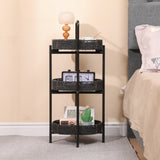 3 Tiers Tray Tables Paper Rope Woven Side Table for Living Room Kitchen Oval Storage Basket Small Shelves (Natural)