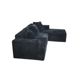 Compression Sectional Couch with Comfy Chaise, Boneless L Shape Sofa with Deep Seat, Minimalist Modular Couches Sleeper for Living Room Bedroom Apartment Lounge,corduroy,Black (102.4x66.9x24.8inch)