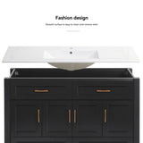 48" Black Bathroom Vanity with Ceramic Sink Combo, Abundant Storage Cabinet -4 Soft close doors and 4 drawers