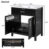 30-Inch  Bathroom Vanity with Ceramic Sink and Ample Storage - The Perfect Choice for Small Bathrooms