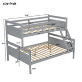 Twin over Full Bunk Bed with ladder, Safety Guardrail, Perfect for Bedroom, Gray