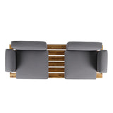 Outdoor Acacia Wood 2 Seater Sofa with Metal Legs for Garden Patio