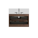 Wall Mount 30" Walnut Bathroom Vanity with Ceramic Sink with three faucet holes, Large Storage Floating Bathroom Vanity for Modern Bathroom, One-Piece Sink Basin without Drain, Pre-assembled