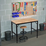 48" Heavy-Duty Adjustable Workbench for Garage, Rubber Wood Shop Table W/Rubber Pads, Hardwood Workstation Weight Capacity over 2000 Lbs