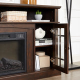 Classic TV Media Stand Modern Entertainment Console with 23" Fireplace Insert for TV Up to 65" with Open and Closed Storage Space, Espresso, 58.25"W*15.75"D*32"H