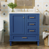 30" Bathroom Vanity , Modern Bathroom Cabinet with Sink Combo Set, Bathroom Storage Cabinet with a Soft Closing Door and 3 Drawers, Solid Wood Frame(Black)