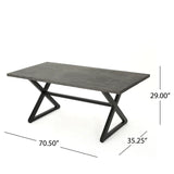 Rolando Outdoor Aluminum Dining Table with Steel Frame, Grey / Black