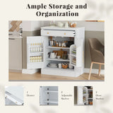 [Assembly Video Provided] TOPMAX Modern Freestanding Kitchen Pantry,Buffet Food Storage, Coffee Bar Cabinet with Drawer, 2 Adjustable Shelves and 2 Door Shelves for Dining, Kitchen, White