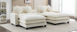 111" Sectional Sofa Chenille Upholstered Sofa with Two Removable Ottoman, Two USB Ports, Two Cup Holders and Large Storage Box for Living Room (Old SKU:SG001480AAA), Beige