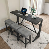 Bar Table Set with Power Outlet, Bar Table and Chairs Set, 4 Piece Dining Table Set, Industrial Breakfast Table Set, for Living Room, Dining Room, Game Room