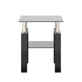 1-Piece Modern Tempered Glass Tea Table Coffee Table End Table, Square Table for Living Room, Black