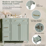 36" Bathroom Vanity with Ceramic Sink, Standard and Double-Layer Drawers, Soft Close Doors, Adjustable Shelves, Modern Storage Cabinet for Small and Medium Bathrooms
