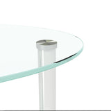 Transparent Oval glass coffee table, modern table with stainless steel  leg, tea table 3-layer glass table for living room