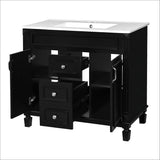 36'' Bathroom Vanity with Top Sink, Modern Bathroom Storage Cabinet with 2 Soft Closing Doors, Single Sink Bathroom Vanity