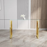 Console Table Stainless Steel Glass,Meal side table Golden Clear  bs-02
