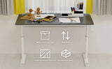 Adjustable study desk suitable for children and adults, height-adjustable, multifunctional home office desk, compact design, desktop dimensions: 60cm × 120cm, white frame, gray tabletop.