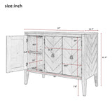 U_STYLE Adjustable Shelf Storage Sideboard with 3 Retro Metal Handles and 4 Pinewood Legs, for Entryway, Living Room, Study Room, Dining Room