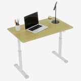Adjustable study desk suitable for children and adults, height-adjustable, multifunctional home office desk, compact design, desktop dimensions: 60cm × 100cm, white frame with natural wood-colored tab