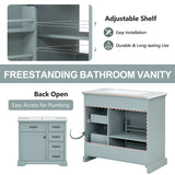 36" Bathroom Vanity with Sink, Ceramic Sink, 2 Tip-out Drawers, Soft Close Door Hinges, Grey