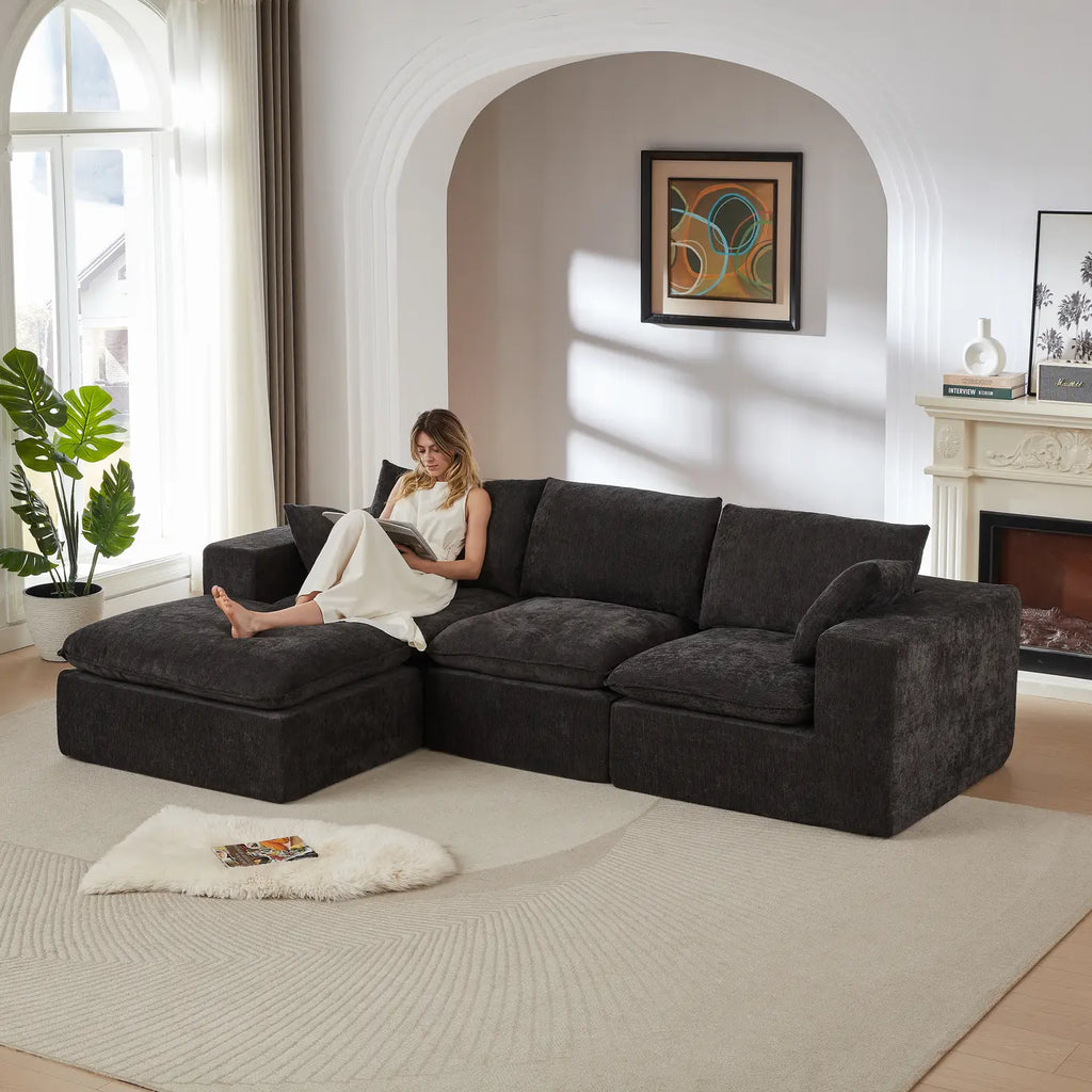 Modern Chenille cloud sofa, freely combinable, comfortable to sit on, suitable for modern living room furniture in homes, apartments, and offices